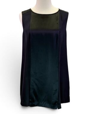 Black Label By Chicos Women’s Black Silk Sleeveless Mixed Media Tank Top Size 1